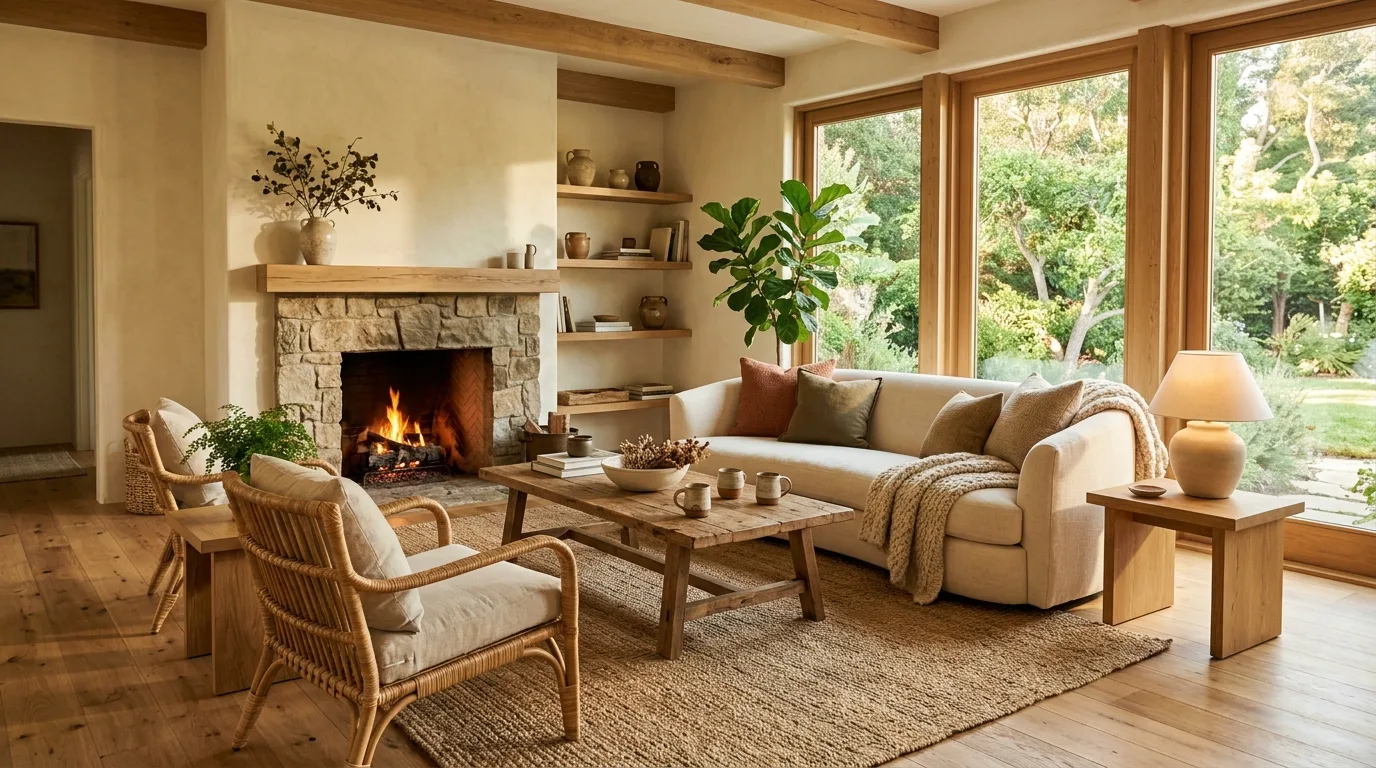 Keep shelving and surfaces edited with intention inspiration for an organic modern living room.